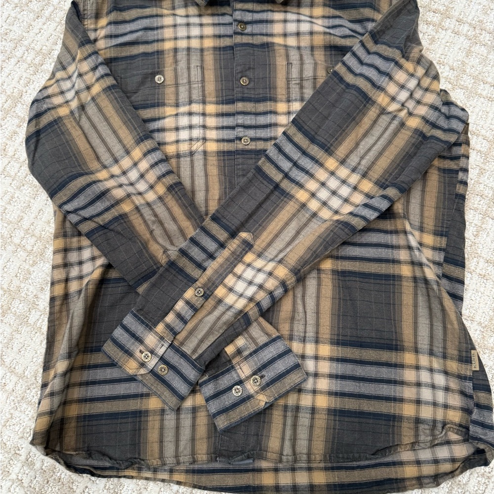 Kuhl Men's Plaid Button-Down Shirt - Blue and Tan